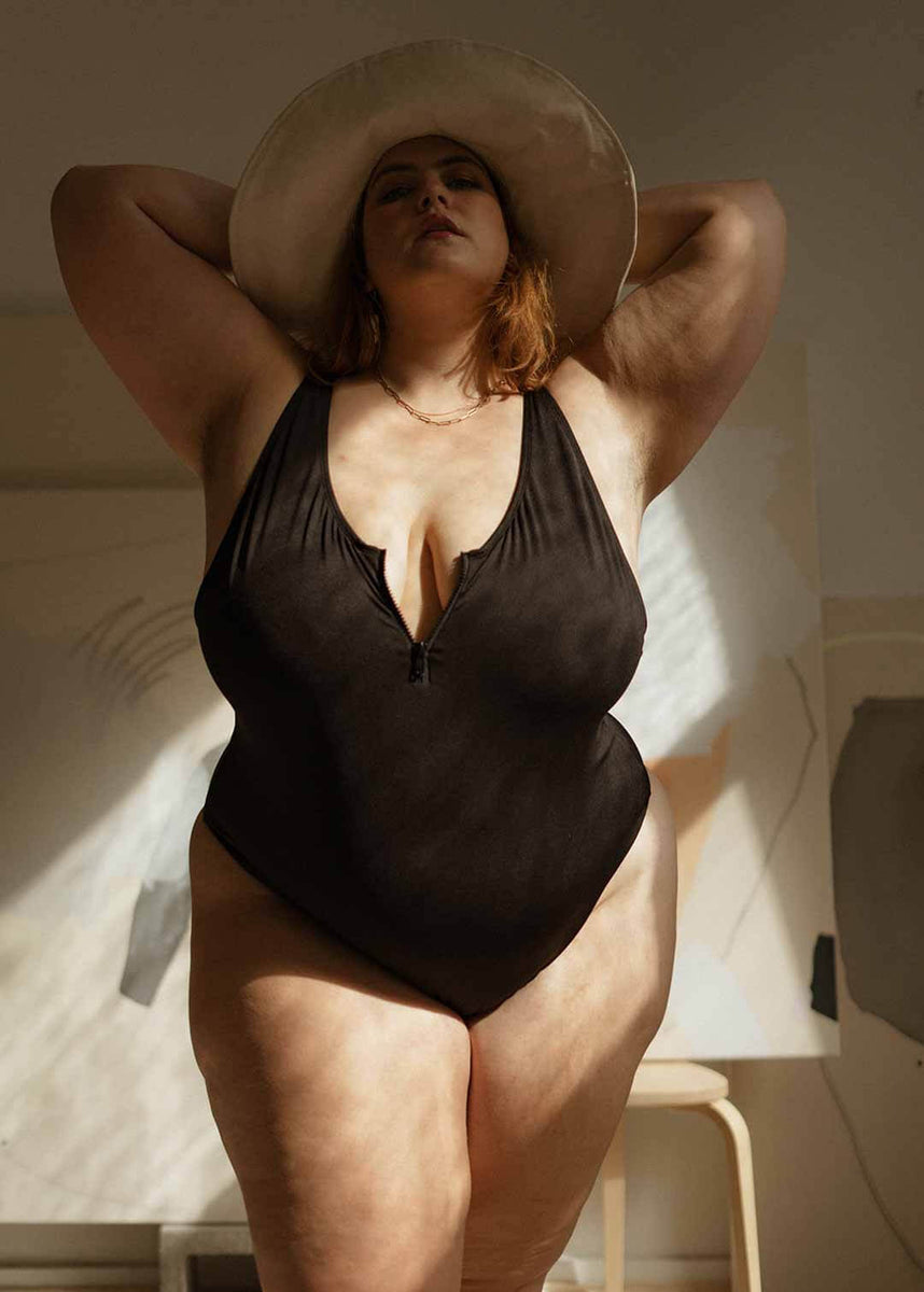 Women's Plus Size Bodysuit Bikini Sexy Black Slim One-piece