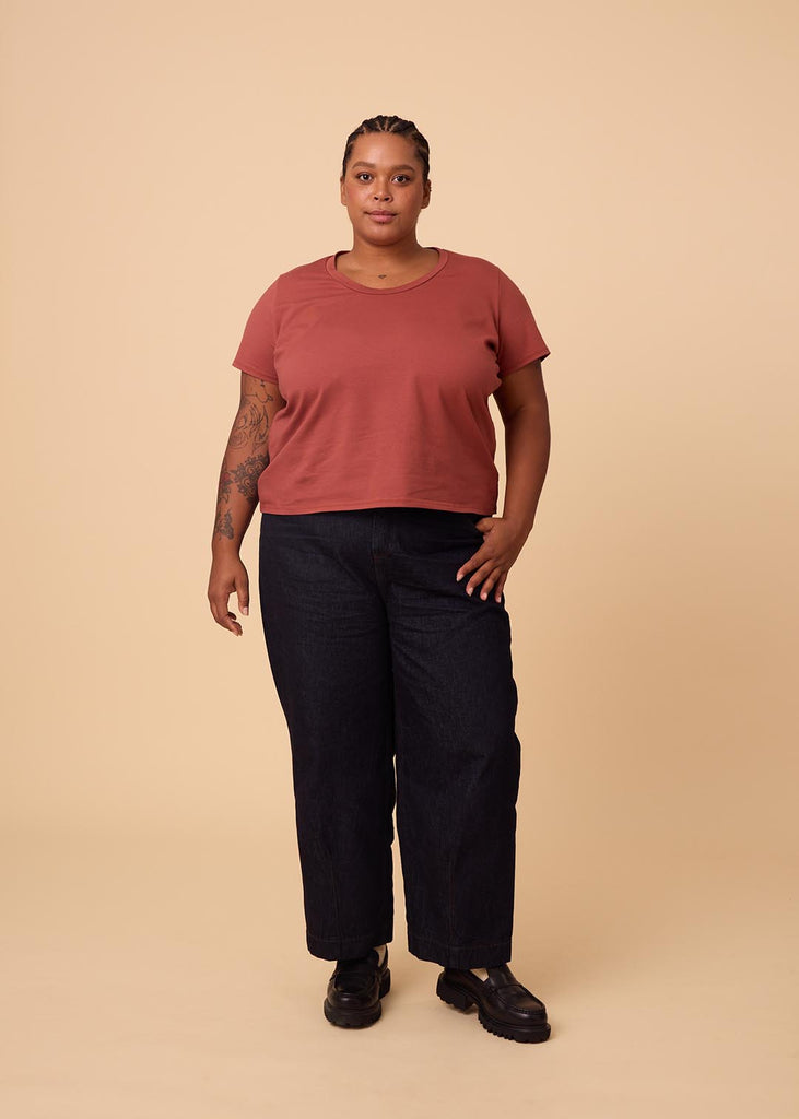 plus size woman in sienna tee shirt