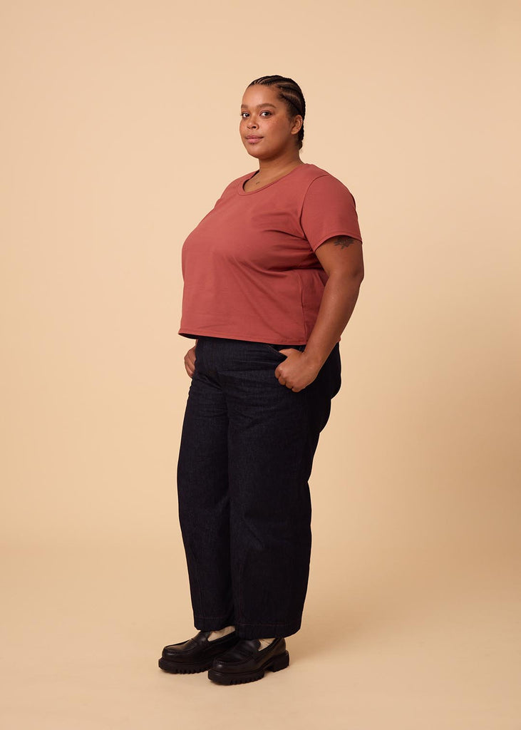 plus size woman in sienna tee shirt